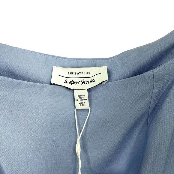 NEW & OTHER STORIES Bold Shoulder Mini Dress In Cornflower Blue-blues Sz 6 - Picture 5 of 9